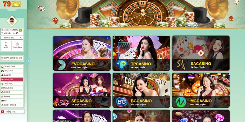 Tất cả các sảnh Casino 79King đều có game bài baccrat